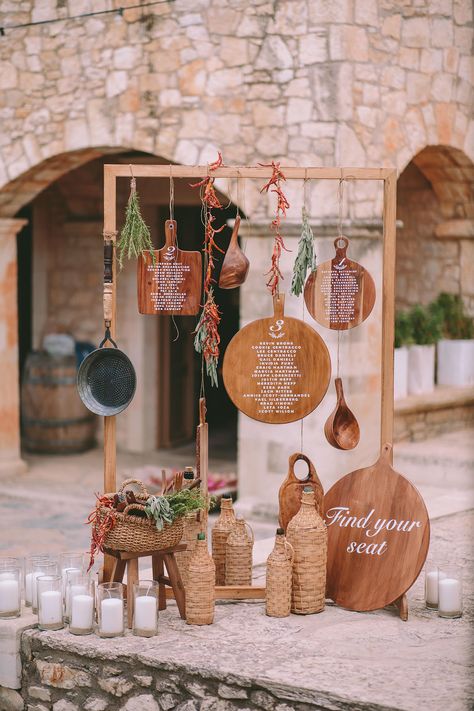 Natural beauty shines in luxury destination wedding in Crete, Greece two brides lesbian wedding nature outdoors greenery hills wooden decor Greenery Party, Decoration Nature, Wedding Nature, Rustic Wedding Seating, Deco Champetre, Unique Wedding Decor, Wedding Design Decoration, Two Brides, Luxury Destinations