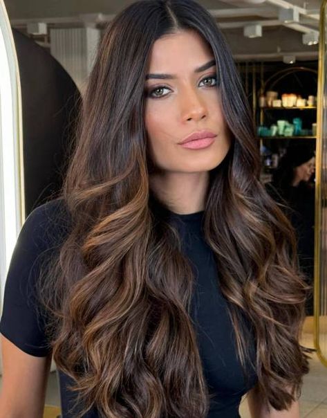 Dark Brown Hair With Foils, Brown Hair With Foils, Partial Highlights Dark Hair, Brown Hair With Deminsions, Solid Dark Brown Hair, Dark Brown Hair With Highlights, Highlights For Dark Brown Hair, Hair 2016, 60 Hairstyles