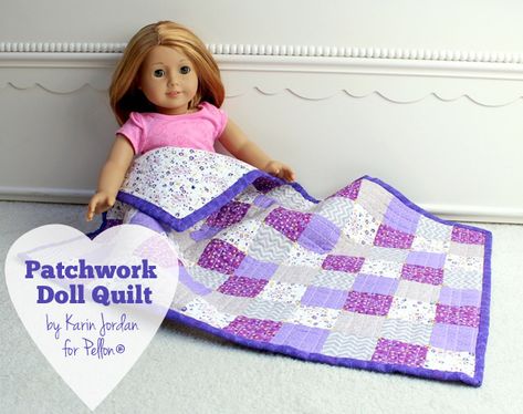 Doll Sleeping Bag Pattern, American Girl Doll Quilt, Patchwork Doll, Doll Sleeping Bag, Baby Doll Bed, Modern Patchwork, Baby Doll Pattern, American Girl Doll Patterns, Doll Clothes Barbie