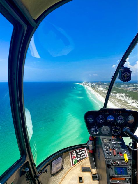 helicopter ride in Destin 🌞🌴💙 Helicopter Ride Aesthetic, 2023 Plans, Beach In Florida, Helicopter Ride, Helicopter Tour, Summer Adventures, Florida Beaches, Beautiful Beaches, Helicopter