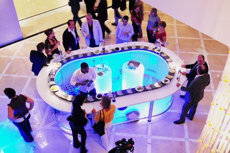 Designer mobile sushi bar with conveyor belt | Pre-Motion Abu Dhabi Desert, Sushi Catering, Desert River, Conveyor Belt Sushi, Sushi Style, Food Counter, Interactive Exhibition, Event Display, Event Furniture