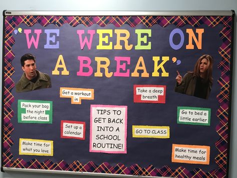 Breakroom Bulletin Board Ideas, Ra Bulletin Boards Winter, We Were On A Break, Bulletin Boards Theme, Ra Bulletins, Ra Bulletin Boards, Res Life, On A Break, Back To School Bulletin Boards