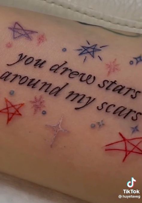 Euphoria Inspired Tattoos, All To Well Tattoos, Picture To Burn Tattoo, Tattoos Taylor Swift Lyrics, Taylor Swift Stars Tattoo, Tattoo Ideas Taylor Swift Lyrics, Tattoos To Put Over Scars, Lightning Heart Tattoo, Rot In Pieces Tattoo