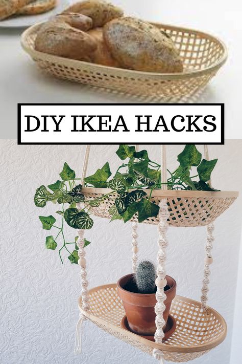 My first IKEA hack turned out brilliant. I create this beautiful Macrame hanging baskets out of KLYFTA baskets. Very easy to make as I have only used one kind of the Macrame knot. I have paid £3 for each basket and think this is such a affordable project to do. For more detail how to create this DIY Macrame hanging basket check out my YouTube video. #ikeahack #diyikeahacks #diymacrame #diymacramebasket #baskethomedecor #hanginghomedecor Macrame Hanging Basket Pattern, Hanging Basket Macrame, Macrame Basket Hanger, Diy Macrame Hanging Basket, Macrame Hanging Planter Diy, Macrame Storage Ideas, Functional Macrame Projects, Macrame Hacks, Macrame Basket Wall Hanging