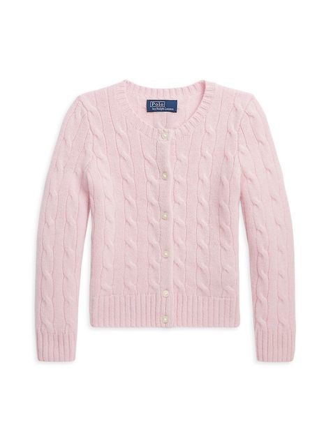 Ralph Lauren Toddler Girl, Ralph Lauren Baby Girl, Puffed Long Sleeves, Designer Ralph Lauren, Cable Cardigan, Ralph Lauren Collection, Cable Knit Cardigan, Cotton Cardigan, Kids Sweater