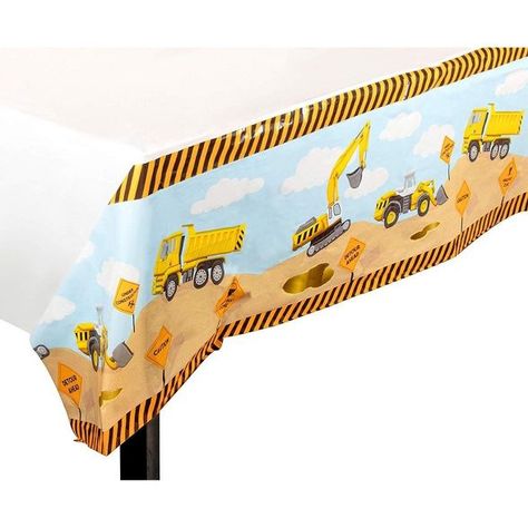 Construction Baby Shower, Construction Theme Birthday Party, Construction Theme Party, Plastic Table Cover, Construction Trucks, Construction For Kids, Kids Birthday Party Decoration, Construction Birthday Parties, Construction Theme