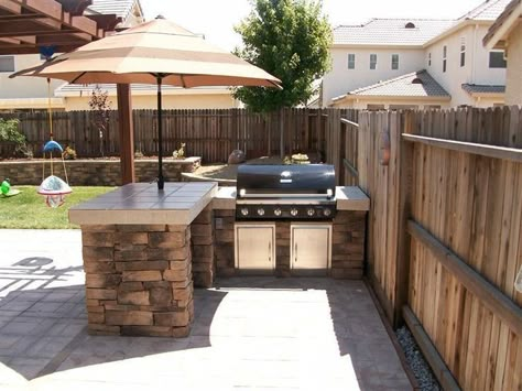 Small Outdoor Kitchens, Outdoor Grill Area, Small Outdoor Patios, Concrete Patios, Grill Station, Grill Area, Bbq Island, Backyard Grilling, Built In Bbq