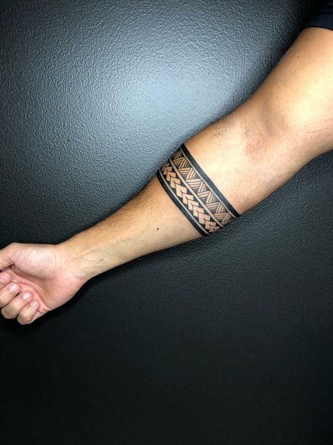 Forearm Bracelet Tattoo For Men, Men Band Tattoo, Wrist Band Tattoo Men, Armband Tattoo Design Men, Maori Armband Tattoo Design, Arm Band Tattoo Designs For Men, Tattoo Bands For Men, Armband Tattoo Men Forearm, Bracelet Tattoo Men