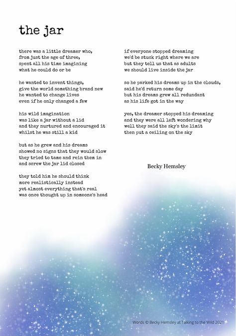 Poems About Achieving Your Dreams, Poems About Dreams, Teacher Attachment, Becky Hemsley, Prompts Poetry, Poems For Students, New Year Poem, Spiritual Poems, Writing Prompts Poetry