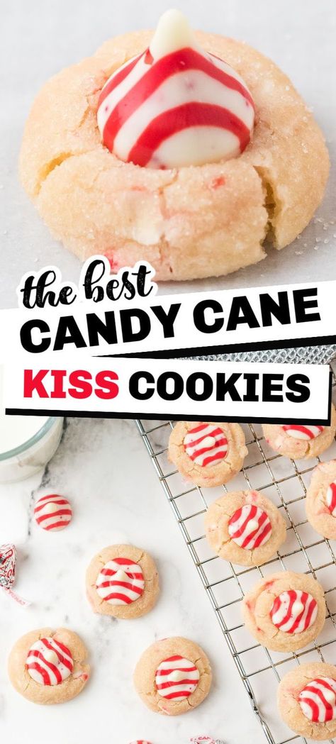 Hershey Kisses Recipes, Candy Cane Kiss Cookies, Peppermint Christmas Cookies, Kisses Cookies, Peppermint Cookie Recipe, Peppermint Cookie, Kiss Cookie Recipe, Peppermint Recipes, Christmas Baking Recipes