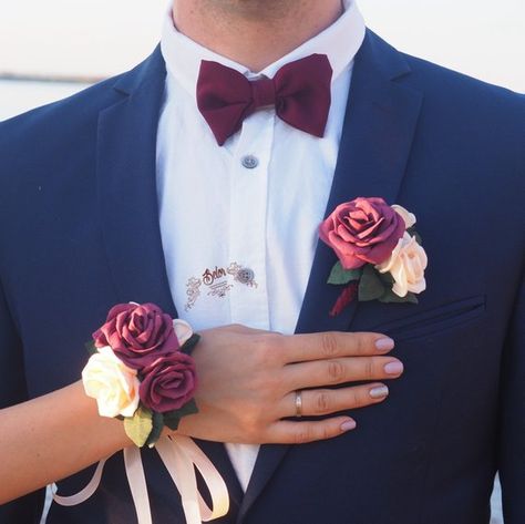 Burgundy and Ivory Bridesmaid Wrist Corsage Marsala Wrist Corsage Rose Corsage Bridesmaid Corsage Br Burgundy Corsage, Formal Flowers, Boutonniere Burgundy, Burgundy Boutonniere, Rose Buttonhole, Prom Corsage And Boutonniere, Wrist Corsage Prom, Corsage And Boutonniere Set, Bridesmaid Corsage