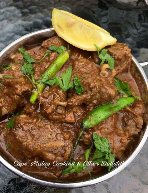 Lamb Karahi Curry This is my take on the karahi curry. Karahi is a garlic and ginger infused curry with a thick sauce. It is full of  flavour. Karahi originates from the Indian subcontinent, the na… Lamb Karahi, Lamb Curry Recipes, Cape Malay, South African Dishes, Bangladeshi Food, Indian Cookbook, African Cooking, Lamb Dishes, Lamb Curry