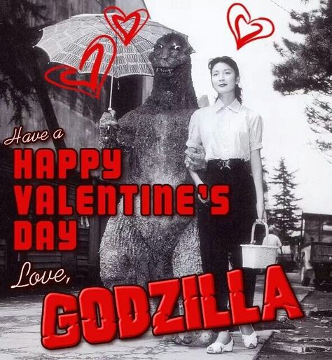 Aww. How cute, Godzilla and momoko kochi.i remember this Godzilla Valentines, Cute Godzilla, Funny Valentines Cards, Apple Watch Faces, Valentine Day Love, Kochi, King Kong, Funny Valentine, Valentine Heart