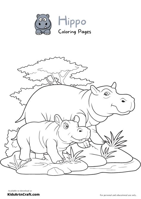 Hippo Coloring Pages, Hippo Drawing, Comic Background, Family Coloring Pages, Vbs 2024, Fun School, Printables Free Kids, Animal Science, Printables Free