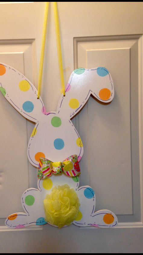 Bunny Door Decoration, Easter Classroom Decorations, Ester Decoration, Easter Mason Jar Crafts, Easter Yard Art, Easter Yard Decorations, Easter Bunny Door Hanger, Easter Crafts Dollar Store, Rustic Easter Decor