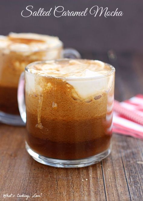 Salted Caramel Coffee.  A delicious hot coffee drink with the flavors of chocolate and salted caramel. #spon Coffee Bar Recipes, Coffee Maker Recipes, Speciality Coffee Recipes, Ninja Coffee Bar Recipes, Mocha Coffee Recipe, Coffee Recipes Hot, Salted Caramel Coffee, Hot Coffee Drinks, Ninja Coffee Bar