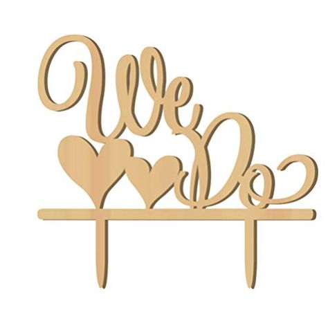 We Do Cake Topper, Wood Wedding Cake, Wood Cake Topper Wedding, Wood Wedding Cakes, Rustic Wedding Cake Toppers, Cake Decorating Kits, Wood Colour, Cake Picks, Rustic Wedding Cake