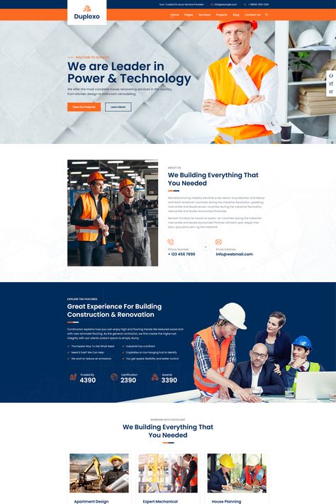 The "Duplexo - Construction & Renovation WordPress Theme" is a specialized WordPress theme designed for construction and renovation companies, contractors, builders, and related businesses in the construction industry. It offers a wide range of features and customization options tailored to the unique needs of construction and renovation professionals. Construction Company Website, Construction Industry, Company Website, Wordpress Theme Design, Industrial Revolution, American Country, Construction Company, Wordpress Themes, Wordpress Theme