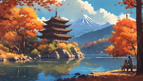 Celebrate Autumn's beauty with our seasonal wallpapers! Transform your phone and desktop into a cozy Fall wonderland. #FallSeason #FallWallpaper #PhoneBackground #DesktopArt Japanese Pc Wallpaper, Autumn Desktop Wallpaper, Wallpaper Deco, Fall Desktop, Fall Wonderland, Desktop Wallpaper Fall, Halloween Desktop Wallpaper, Wallpapers Laptop, Fall Anime