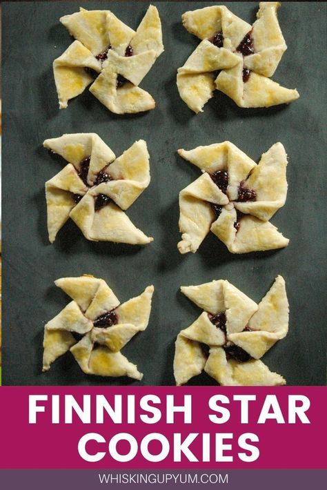 Finnish Pinwheel Cookies, Finnish Star Cookies, Holiday Cookies Recipes Easy, Finnish Cookies, Cookies Recipes Homemade, Star Cookies Christmas, Christmas Cookies Recipes Easy, Christmas Star Cookies, Easy Christmas Cookies Recipes