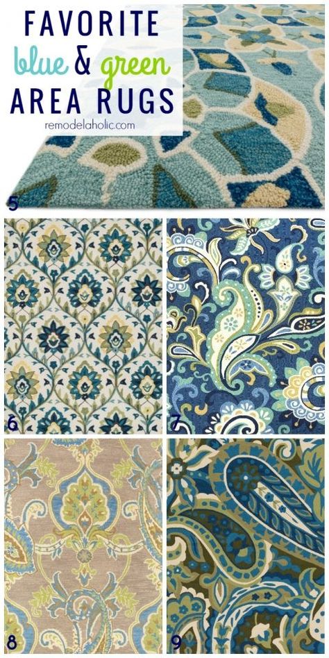 Top picks for green and blue area rugs, patterned, paisley, striped, floral. Great picks! @Remodelaholic Blue And Green Rug Living Room, Green Blue Decor, Lime Green Rug, Teal And Lime Green, Blue And Green Living Room, Green Rugs, Condo Decor, Coastal Area Rugs, White Furniture Living Room