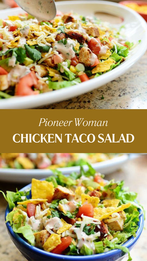 Pioneer Woman Chicken Taco Salad Pioneer Woman Taco Salad, Chopped Taco Salad, Chicken Taco Salad Dressing, Taco Chicken Salad Recipe, Fish Taco Salad Pioneer Woman, Rotisserie Chicken Taco Salad, Chicken Taco Bowls Healthy, Chicken Salad Pioneer Woman, Taco Salad With Chicken