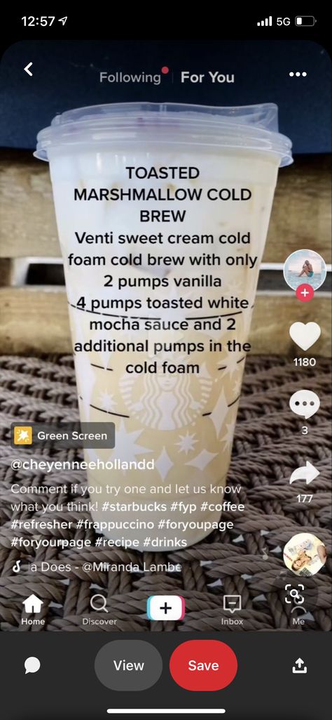 Starbucks Drinks Long Order, Marshmallow Drink, Dunkin Drinks, Starbucks Drink Menu, Frosted Coffee, Starbucks Hacks, Starbucks Secret Menu Recipes, Cold Starbucks Drinks, Starbucks Drinks Diy