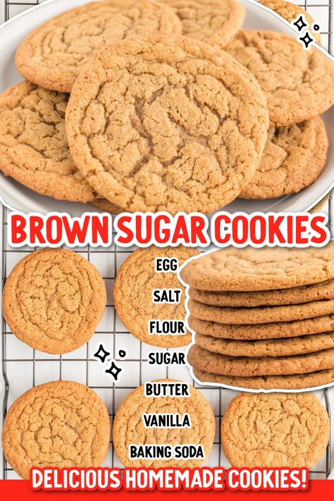 Cinnamon Brown Sugar Cookies, Brown Sugar Recipes Dessert, Brown Sugar Cookies Recipe, Brown Sugar Cookie Recipe, Delicious Cookies Homemade, Sugar Puffs, Brown Sugar Recipes, Sugar Cookie Recipe Easy, Brown Sugar Cookies