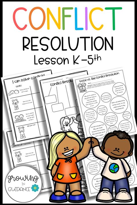 This Conflict Resolution lesson is fully planned and ready to go for your K5 school counseling classes, small groups, or individual counseling sessions. This is a quality, no prep resource with printable worksheets, activities, and a presentation. Click to see get now! Conflict Resolution Activities For Kids, Conflict Resolution For Kids, Conflict Resolution Activities, Conflict Resolution Worksheet, Elf Classroom, Exploration Activities, Social Emotional Curriculum, Emotional Intelligence Activities, Emotional Activities