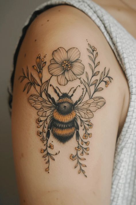 Stunning Christian Tattoo Ideas for Women with Meaning Bumble Bee Tattoos For Women, Bumble Bee Drawings, Small Nature Tattoo Ideas, Bee Throat Tattoo, Half And Half Tattoos, Bee Honeycomb Tattoo, Bumble Bee Tattoos, Bee Tattoos For Women, Honey Bee Tattoo Ideas