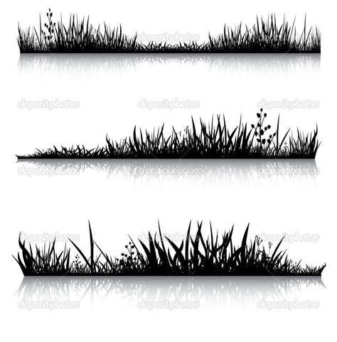 Reflection Illustration, Silhouette Nature, Grass Silhouette, Pastel Wedding Invitations, Landscape Pencil Drawings, Black Grass, Forearm Band Tattoos, Story Stone, Landscape Tattoo