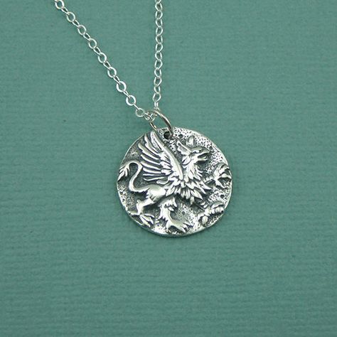 Griffin Circle Necklace Griffin Mythology, Griffin Necklace, Metal Clay Jewelry, Big Diamond, Circle Necklace, Fantasy Jewelry, Jewelry Pendant, Greek Mythology, Clay Jewelry