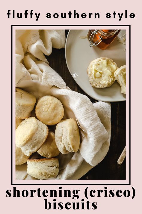 Shortening biscuits so soft and fluffy, they practically melt in your mouth, and they're brushed with melted butter for buttery flavor. Biscuits Using Shortening, Biscuits Made With Crisco Shortening, Biscuit Recipe With Shortening, Biscuit Recipe With Crisco, Butter Flavored Crisco Recipes, Biscuits Made With Shortening, Recipes With Shortening, Biscuits With Shortening, Biscuit Recipe Shortening