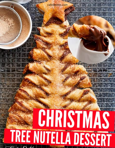 Christmas Tree With Nutella, Nutella Tree Christmas, Churro Nutella Christmas Tree, Cinnamon Twist Christmas Tree, Cinnamon Sugar Christmas Tree, Christmas Nutella Tree, Nutella Christmas Tree Crescent Rolls, Crescent Roll Nutella Christmas Tree, Christmas Tree Deserts