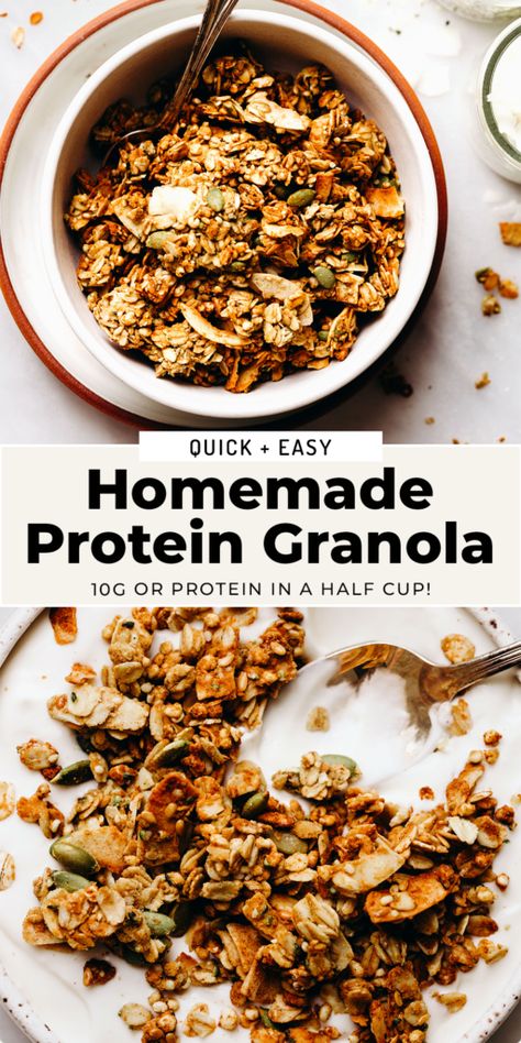 Protein Granola Macro Friendly Granola, Healthy Protein Granola, High Protein Granola Recipe, Low Calorie Granola, Protein Granola Recipe, High Protein Granola, Paleo Fruit, Low Sugar Granola, Feasting On Fruit