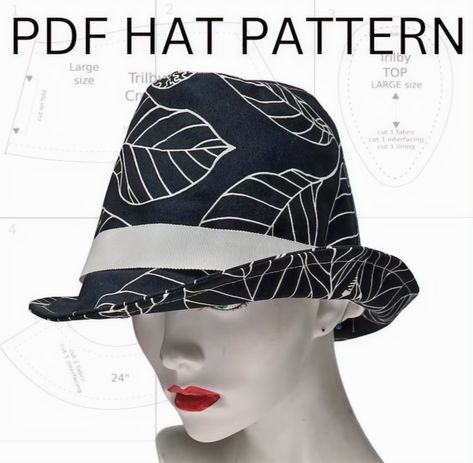 Diy Fedora Hat, Diy Hats, Hat Sewing, Holiday Sewing, Knitting Tutorials, Hat Patterns To Sew, Trilby Hat, Crochet And Knitting, Diy Hat