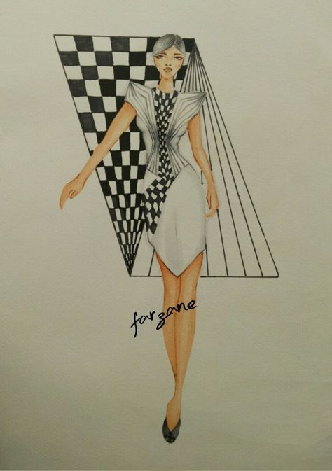 optical art idea for sketch dress Sketch Dress, Optical Illusion Dress, Girl Hair Drawing, Avant Garde Dresses, Illusion Drawings, Fashion Figure, Fashion Figure Drawing, Art Outfit, Dress Illustration