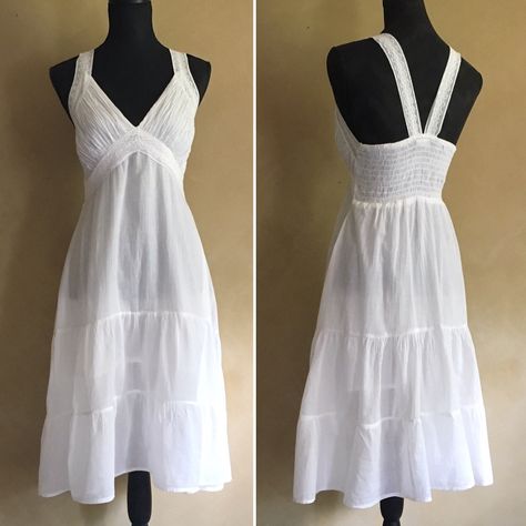 Vintage White Cotton Bohemian Gauze Dress Witchy White Dress, White Angelic Dress, White Flowy Sundress, Vintage White Dress Aesthetic, White Summer Dress Aesthetic, 2000s Sundress, Long White Flowy Dress, Flowy Dress Aesthetic, Vamp Sabbath