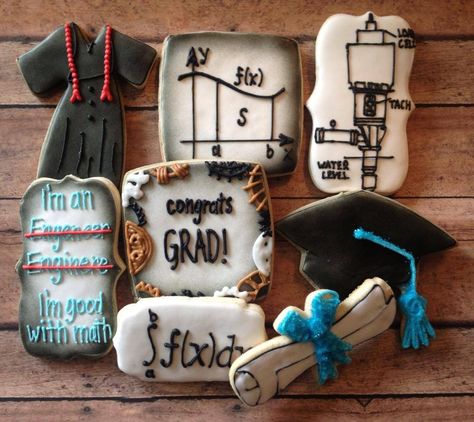 Engineering Cookies Decorated, Mechanical Engineer Graduation Party Ideas, Engineering Cookies, Engineer Party, Graduation Banquet, Engineering Graduation, Bye Felicia, Graduation Cookies, Automotive Engineering