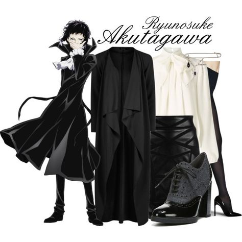 || Ryunosuke Akutagawa ~ Bungou Stray Dogs || by freezespell on Polyvore Akutagawa Clothes, Bungou Stray Dogs Outfit Ideas, Bungou Stray Dogs Inspired Outfits, Bungou Stray Dogs Outfit, Akutagawa Outfit, Akutagawa Kinnie, Akutagawa Cosplay, Eccentric Clothes, Ryunosuke Akutagawa