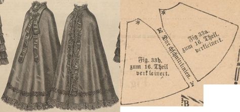 Victorian Cape Pattern, Victorian Cape, Historical Patterns, Historical Sewing, 1870s Fashion, Cape Pattern, Victorian Pattern, Victorian Costume, Doll Dress Patterns