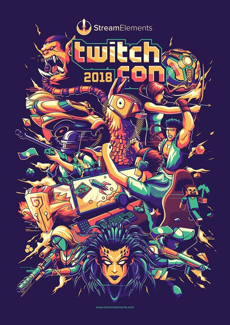 Stream Element Twitch Con 2018 on Behance Holiday Poster, Tshirt Design, Cool Artwork, Adobe Illustrator, I Am Awesome, Comic Book Cover, Tshirt Designs, Instagram, Design