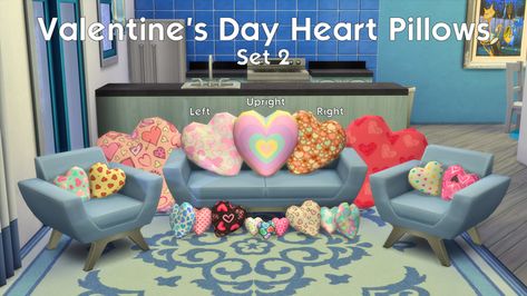 Sims 4 CC: Valentine’s Day Heart Pillows Set 2 | Patreon Sims 4 Valentines Day Cc, Sims 4 Pillows Cc, Hearts Everywhere, Cc Packs, Sims 4 Clutter, Heart Pillows, Sims 4 Cc Packs, Cc Sims, Sims 4 Game