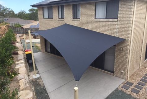 Shade Sail Installation, Deck Shade, Patio Sun Shades, Backyard Shade, Shade Sails, Backyard Remodel, Sun Sail Shade, Patio Shade, Patio Makeover