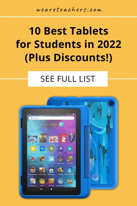 Looking for the best tablets for students, but feeling overwhelmed? These are our top picks for learning, reading, communication, and fun! Best Tablet For Students, Kindle Fire Tablet, Discounts For Teachers, We Are Teachers, Learning Apps, Classroom Management Tips, Good Student, Teaching Life, Teaching Inspiration