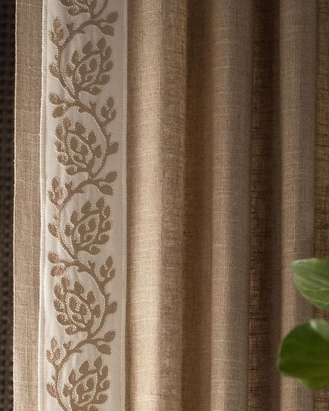 Samuel & Sons on Instagram: “Vines of coral are created using a combination of satin and chain stitches in the Mare Embroidered Border—new for Spring 2021 from the…” Curtain Trim, Unique Curtains, Samuel And Sons, Curtain Styles, Iphone Wallpaper Fall, Stylish Curtains, Embroidered Border, How To Make Curtains, Embroidered Linen