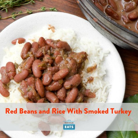 Louisiana red beans and rice gets a smoky kick from leftover smoked turkey. Leftover Smoked Turkey, Louisiana Red Beans And Rice, Louisiana Red Beans, Nola Recipes, Turkey Patties, Turkey Leftovers, Smoked Turkey Recipes, Leftover Recipes, Holiday Leftovers