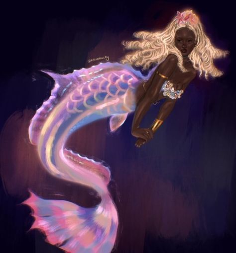 Merfolk Oc, Black Mermaid Aesthetic, Mermaid Poses, Mermaid Pose, Pretty Mermaids, Mermaid Artwork, Mermaid Aesthetic, Black Mermaid, Poses References