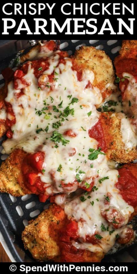 Air Fryer Chicken Parmesan, Air Fryer Recipes Chicken Breast, Chicken Entree, Recipe To Cook, Chicken Parmesan Recipe Easy, Air Fryer Fried Chicken, Breaded Chicken Breast, Chicken Parmigiana, Air Fry Recipes