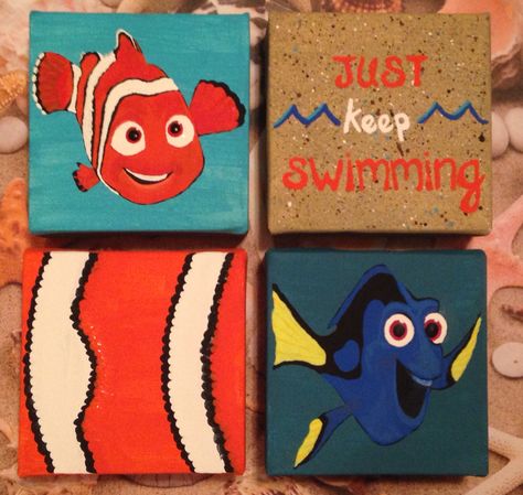 Finding Nemo Collage Nemo Canvas Painting, Finding Nemo Painting, Small Canvas Paintings, Fandoms Unite, Cute Canvas Paintings, Cute Paintings, Cute Canvas, Finding Nemo, Small Canvas